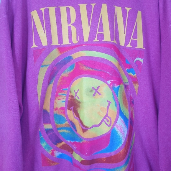 Urban Outfitters Overdyed Pink Nirvana Oversized Baggy Comfy Grunge Sweatshirt - Picture 5 of 11